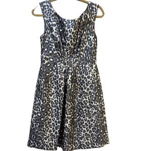 Kate Spade NY Deanna Gray/Ivory Leopard Print Silk Blend Dress Sz 6